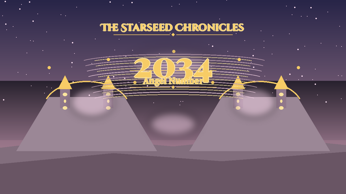 Angel Number 2034: The Starseed Chronicles Style H, Soft Carnival Meadow Chorus Keystone Span