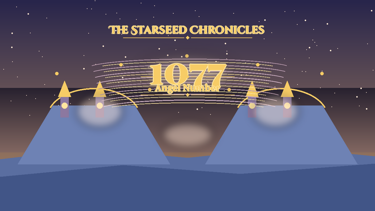 Angel Number 1077: The Starseed Chronicles Style H, Skybridge Orchard Seer Spirit Spire