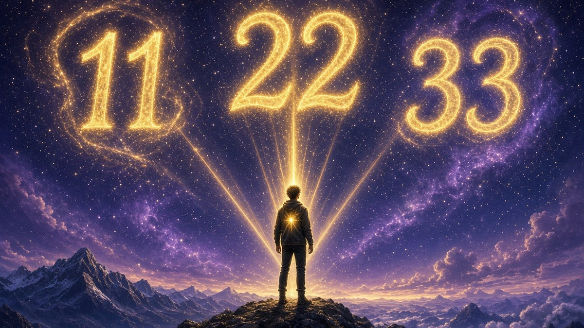 Three huge luminous golden numerals, 11, 22 and 33