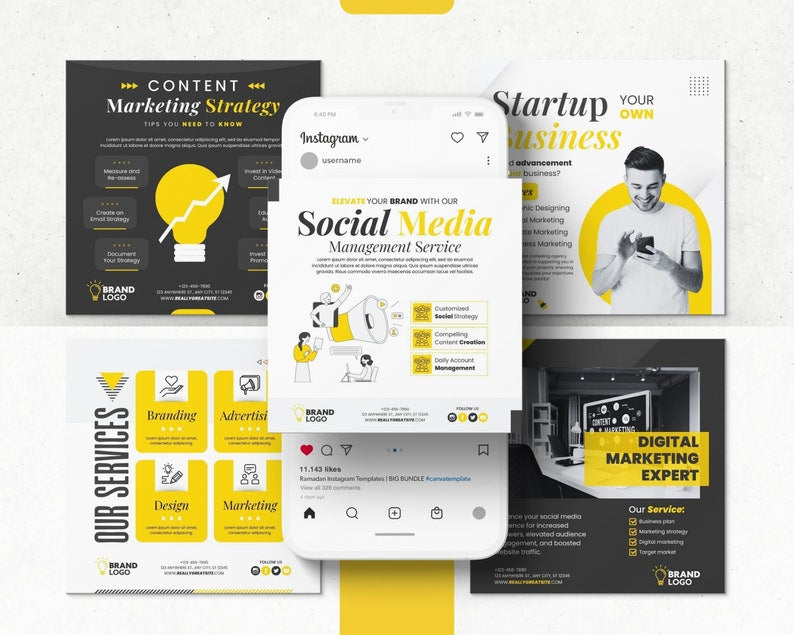 225 Digital marketing templates 50 post, 50 stories, 125 highlights