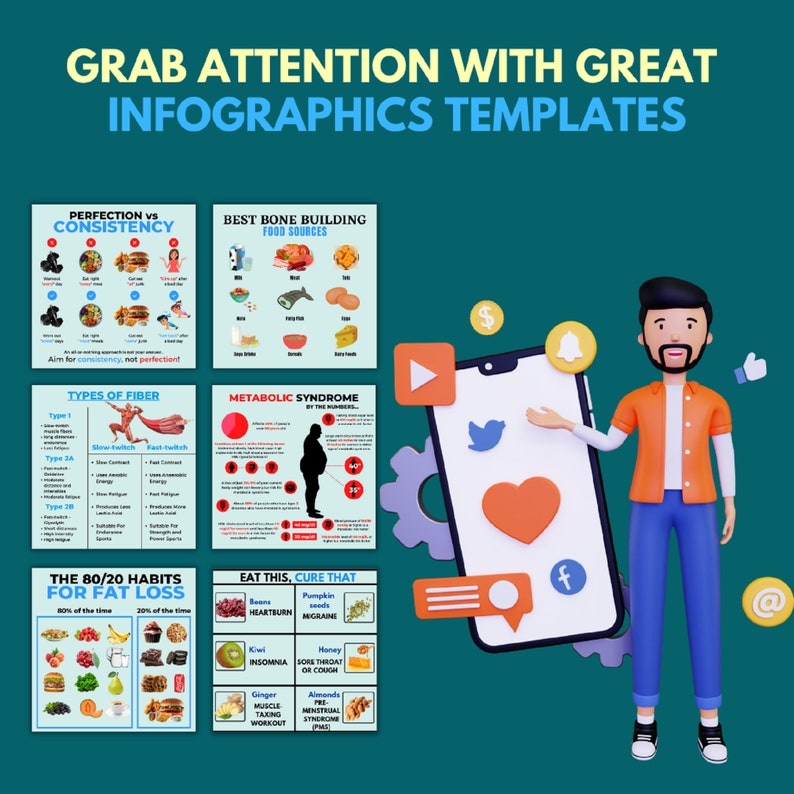 1500+ HEALTH & FITNESS INFOGRAPHICS BUNDLE