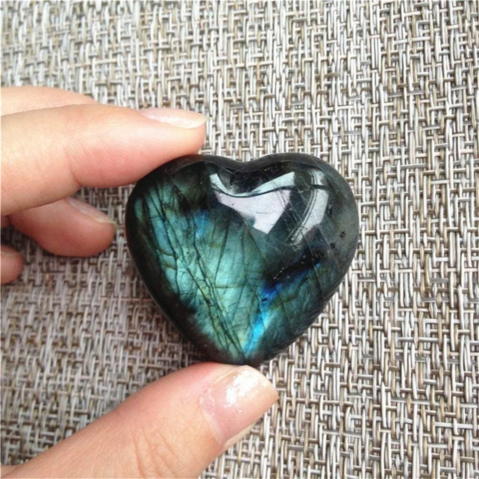 Natural Labradorite Crystal Heart Shaped Stone