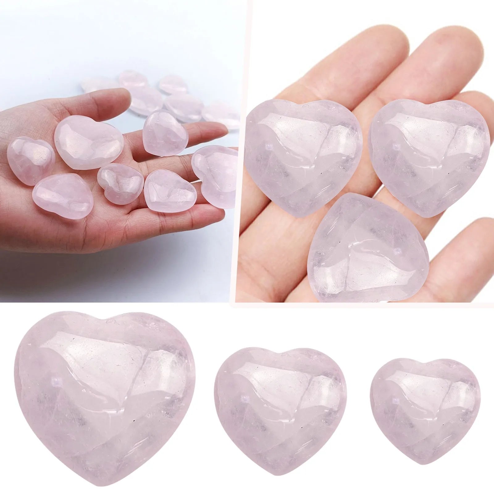 Crystal Natural Rose Quartz Heart Shaped Polished Heart Shaped Gem