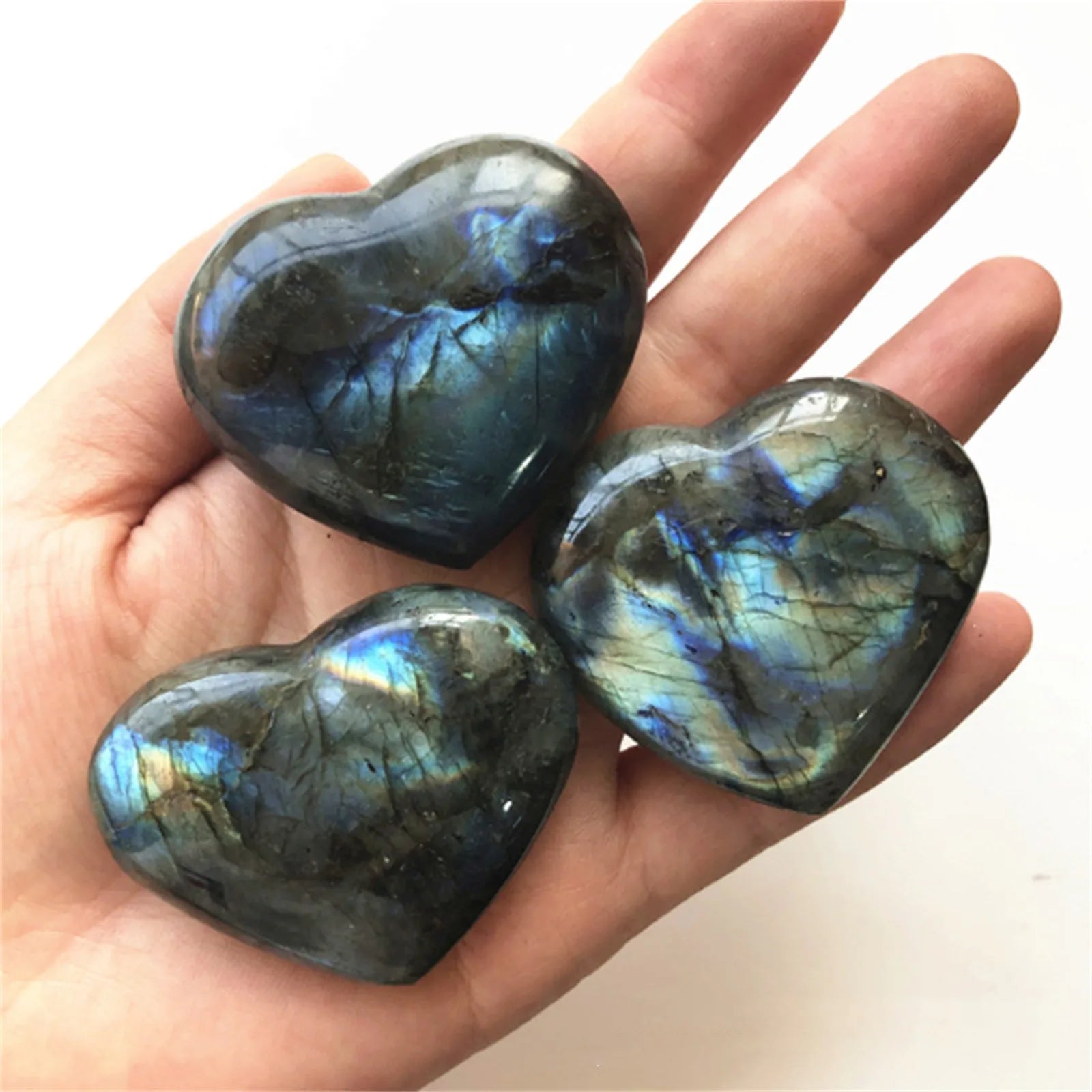 Natural Labradorite Crystal Heart Shaped Stone