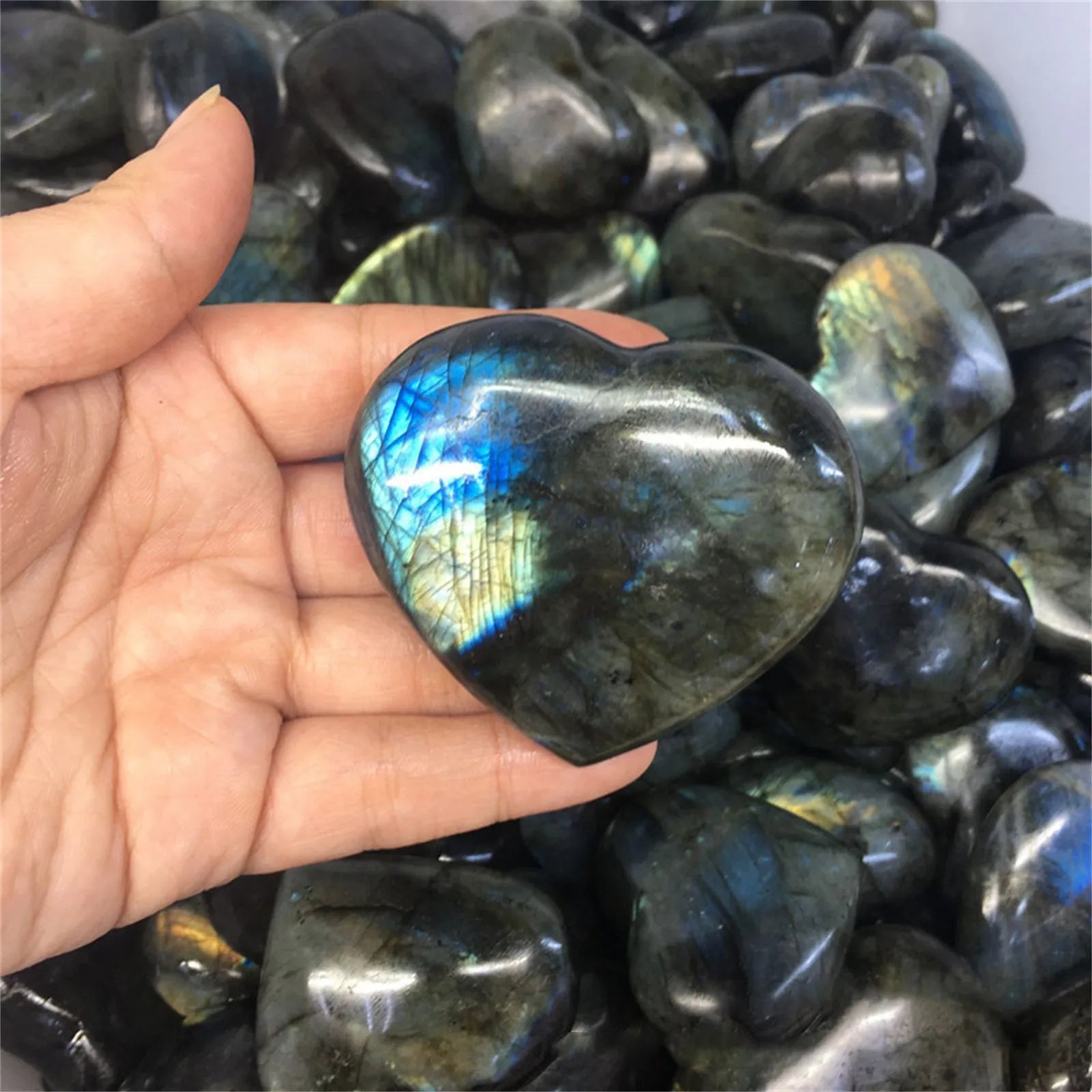 Natural Labradorite Crystal Heart Shaped Stone