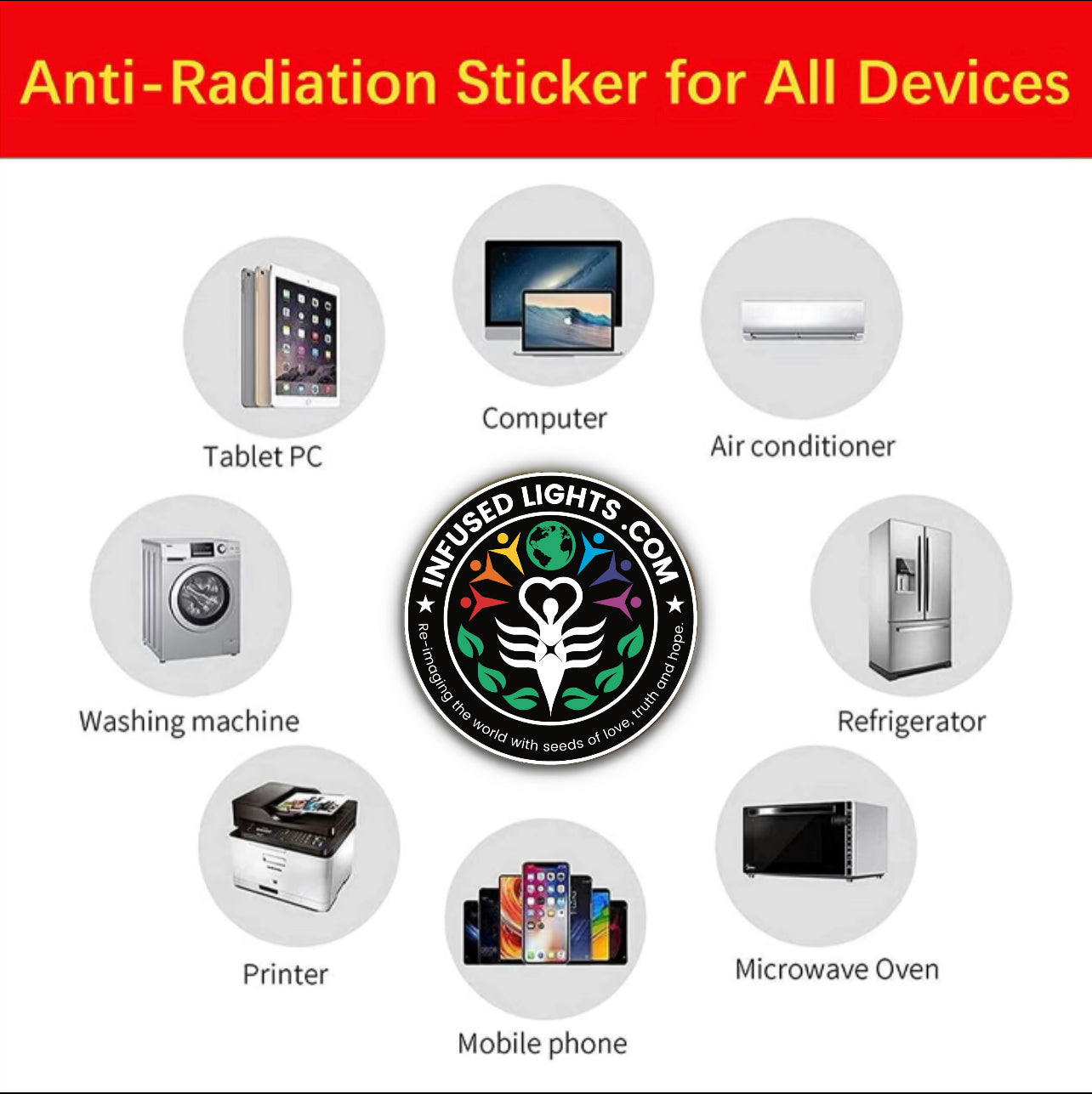 INFUSED LIGHTS EMF RADIATION PROTECTION STICKER